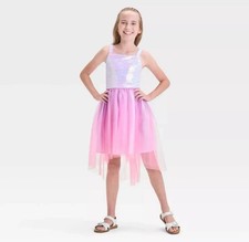    Cat  Jack Girls' Sleeveless Ombre Sequin Dress Size XL 14   AS SHOWN  