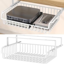 Under Desk Drawer, Slide Out Design,No Drill Metal Under Desk Organizer White
