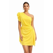 PrettyLittleThing Asymmetrical Yellow Dress