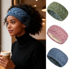 Warm Headband Fleece Knit Headbands Knitted Elastic Head Wrap for Women Girls PN
