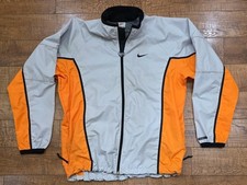 Vintage 90s Nike Silver  Orange Lightweight Windbreaker Jacket Mens Sz Large