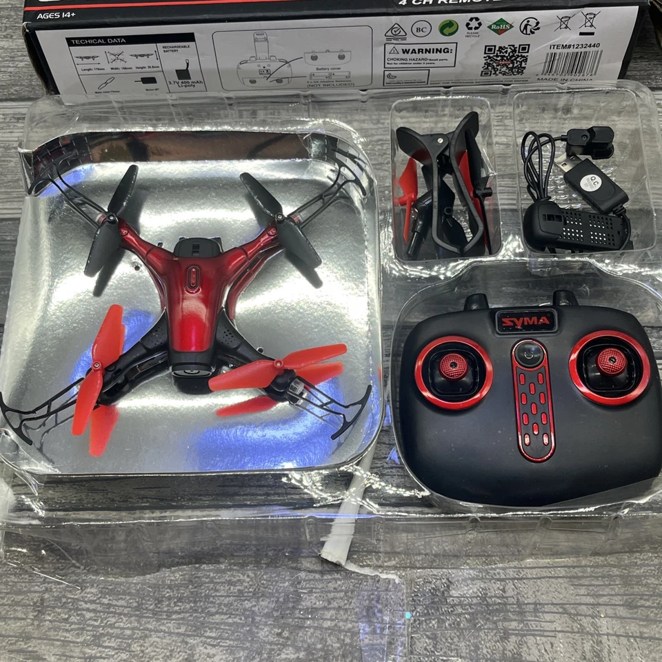 Syma Sky Phantom FPV Drone 4 CH Remote Control Drone Red/Black, Ages 14+, {108}. - Image 4 of 4