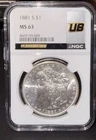 1881 S Morgan Silver Dollar NGC MS63 Ultrabreaks