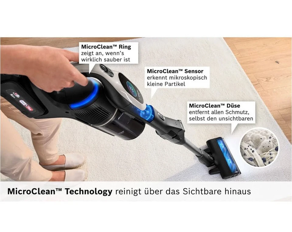 BOSCH Akku-Stielstaubsauger Unlimited 10 BKS1051GQC, MicroClean™ Technology, - Bild 2 von 4