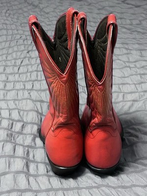 LAREDO Ladies Red Stitch Leather 8.5M Cowgirl Rodeo Western Boots
