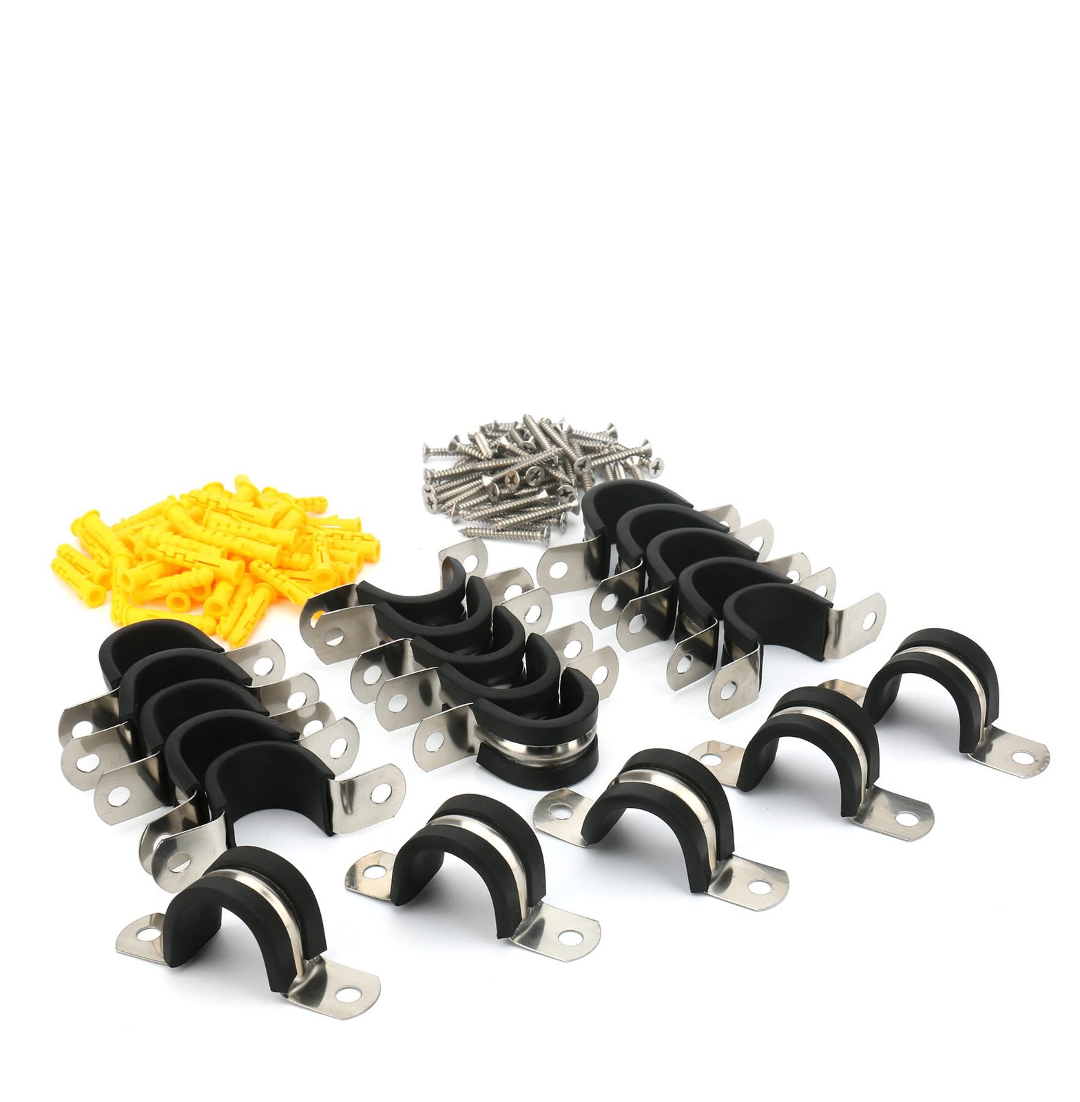 20 Pcs Stainless Steel Pipe Clamps with Anti-Wear Rubber Sheath