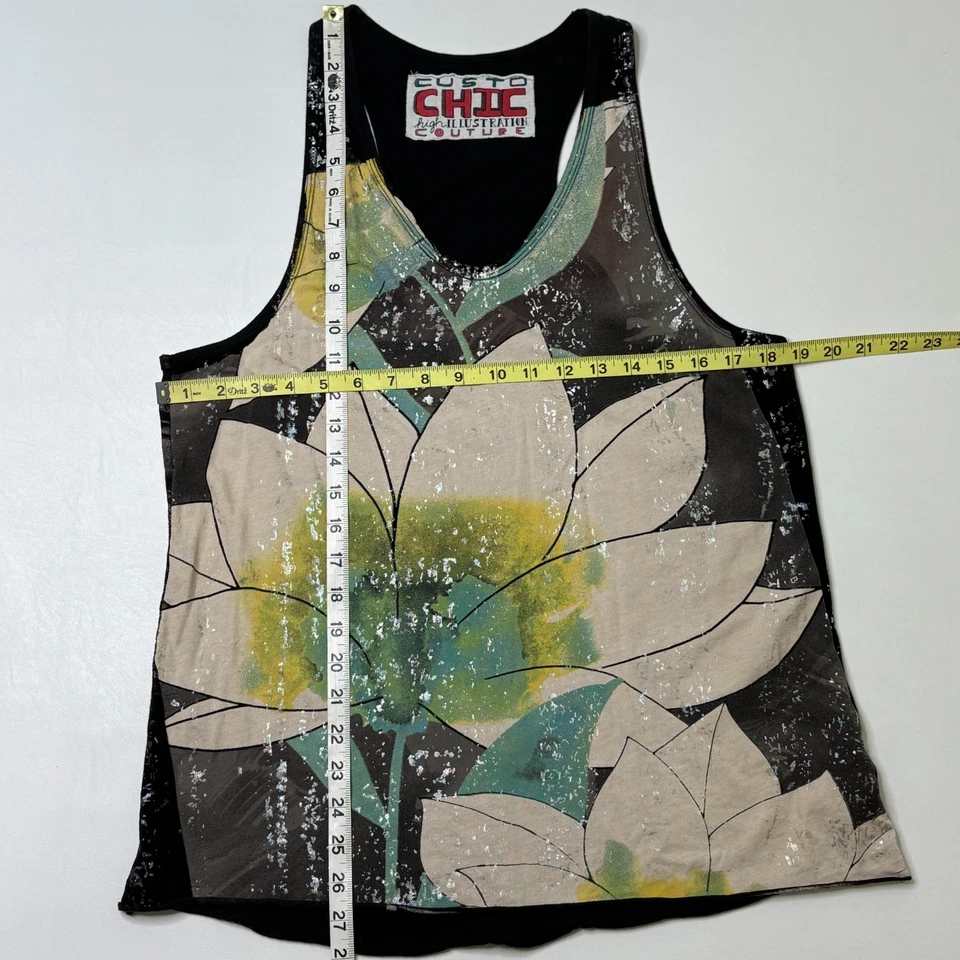 Camiseta sin mangas Custo Chic alta ilustración Barcelona talla única Y2K arte floral para usar Foto 4 de 4