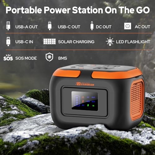 Portable Power Station 120W, 110V Power Bank with AC Outlet, Grey Orange - Picture 3 of 7
