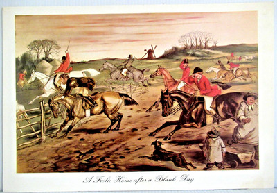 CURRIER & IVES  ''A FROLIC HOME AFTER A BLANK DAY'' ~ **VINTAGE LITHOGRAPH PRINT**