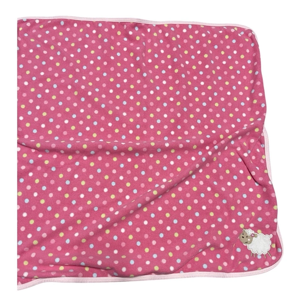 Cobertor Carters rosa ponto de cordeiro lã ovelha recebendo círculos azuis verdes - Imagem 3 de 4