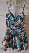 Jantzen Flirty Wrap Front Swim Dress-Tropic Palm-Reg 10-NWT