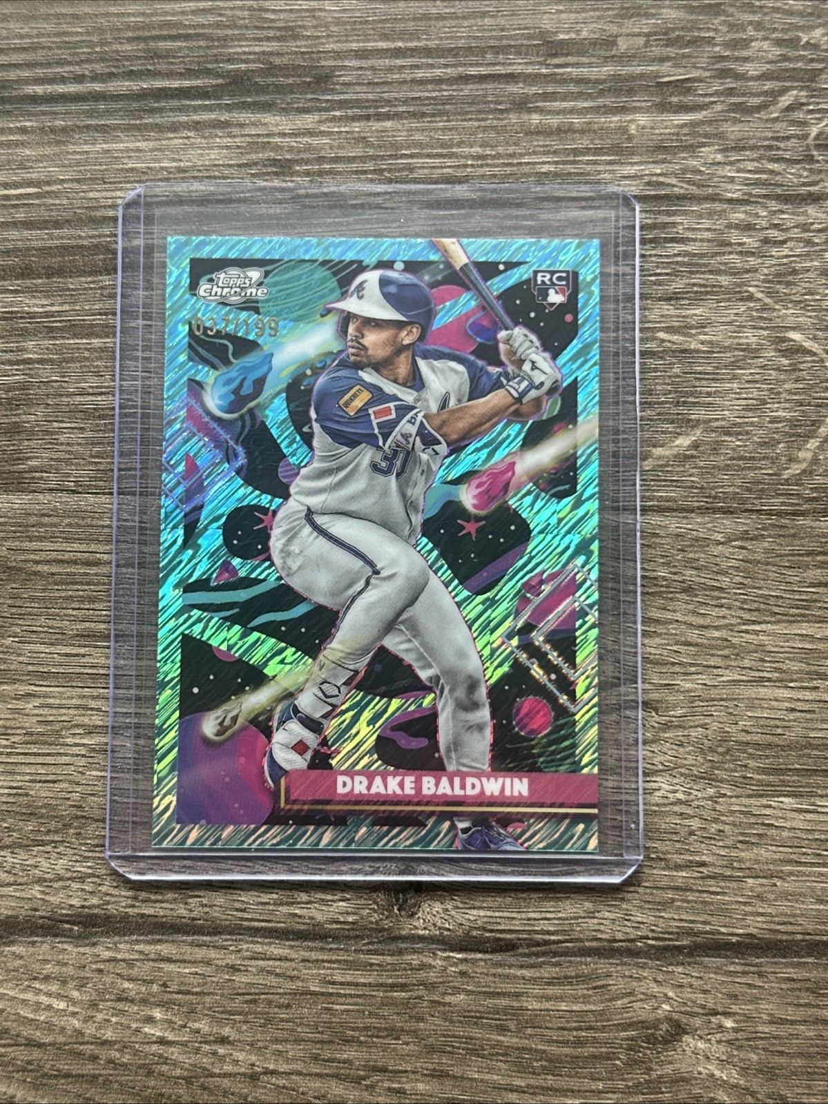 2025 Topps Chrome Cosmic Drake Baldwin #96 Aqua Equinox /199