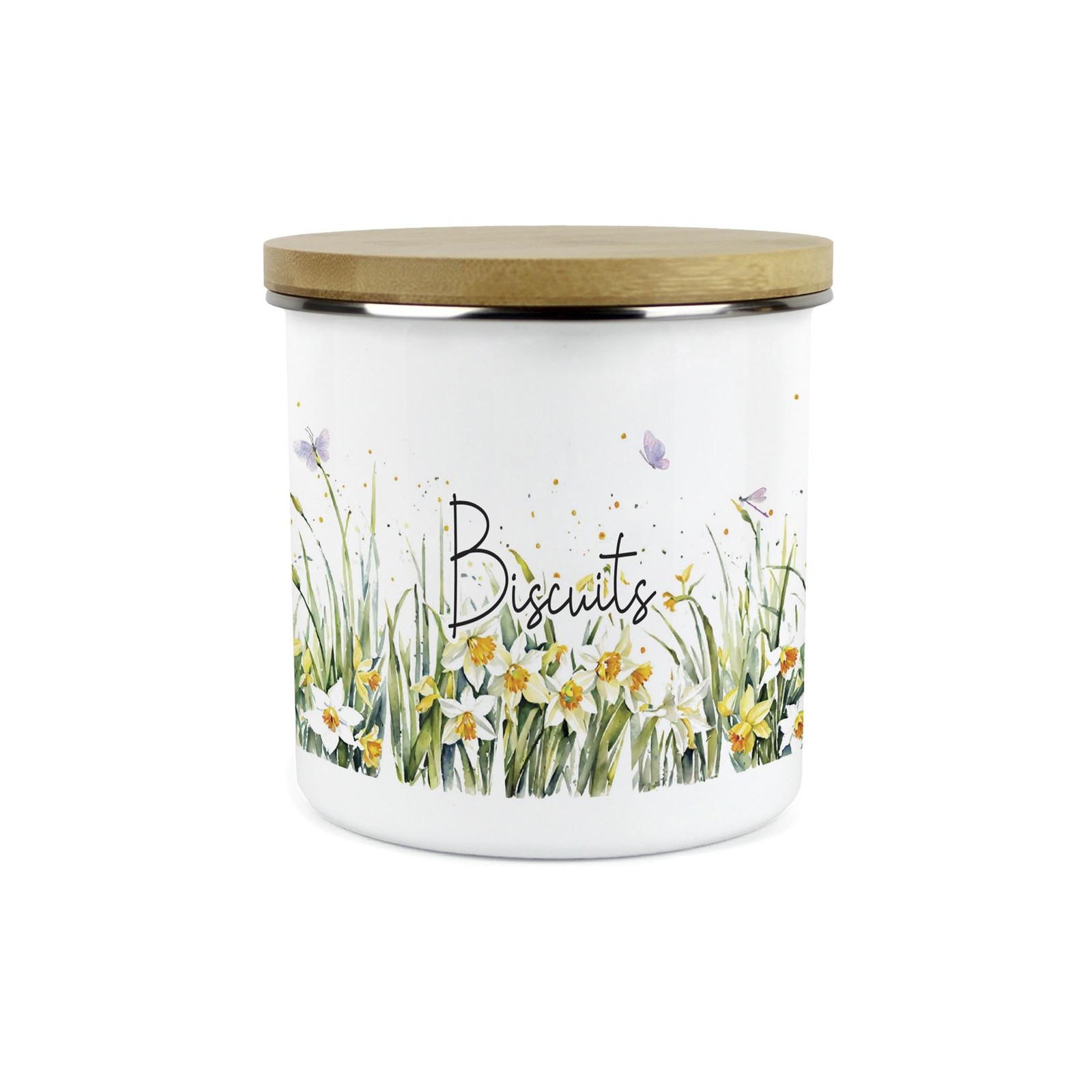 Spring Daffodils Biscuits Storage Canister - Yellow Floral Kitchen Jar Gifts