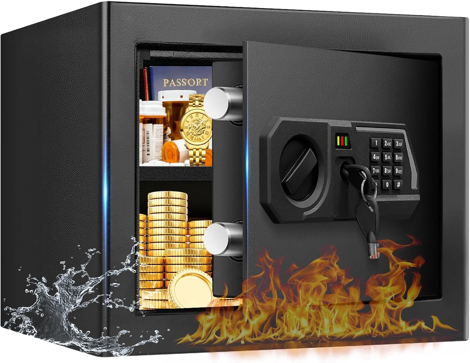 3.4 Cub Large Safes for Home Use, Digital Home Safe Box Fireproof ...