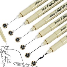 Micro Fineliner Pens 6 Pack Black Ink Waterproof Art Supplies