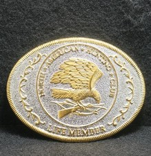 WH01118 NOS VINTAGE 1980s NORTH AMERICAN HUNTING CLUB LIFE MEMBER BELT BUCKLE