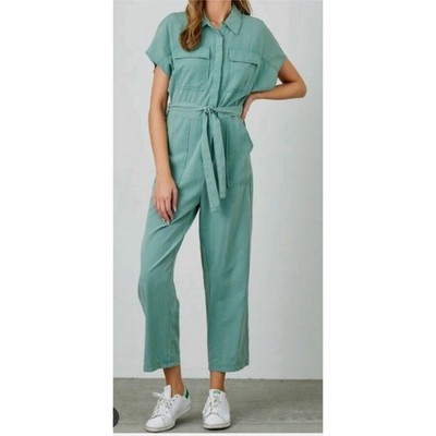 Universal Thread Green Utility Belted Short Sleeve  Linen Jumpsuit Pants Size 0