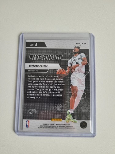 2024-2025 Panini NBA Mosaic Stephon Castle Give and Go Orange 08/49 RC - Bild 2 von 3
