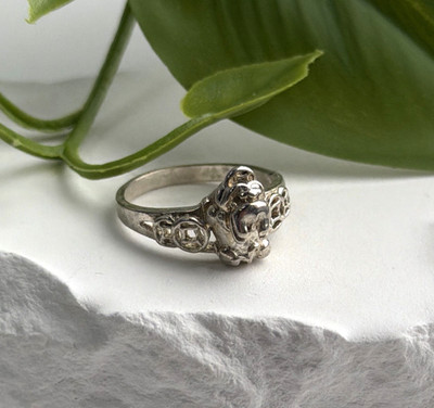 Vintage 925 Sterling Silber Frosch Ring Größe 7,5