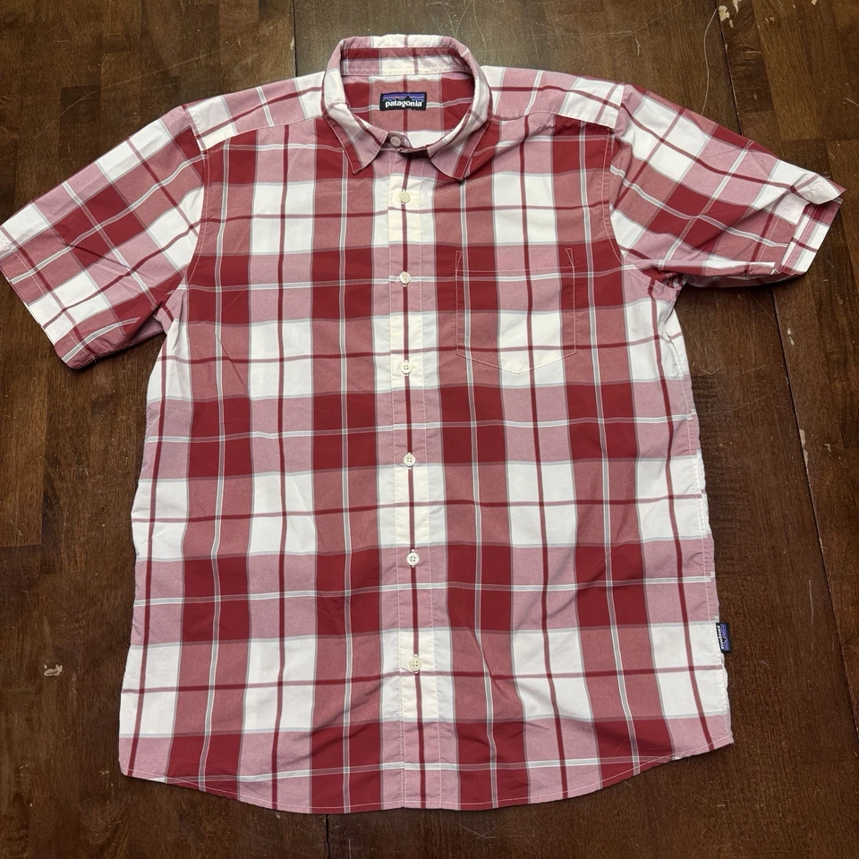 Camisa Patagonia M’s Go To Button Para Hombre M Roja A Cuadros Transpirable Manga Corta Causal Foto 2 de 4