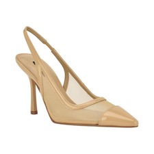 Women's Nine West Jermain Mesh Slingback Stiletto Pumps Natural Mesh
