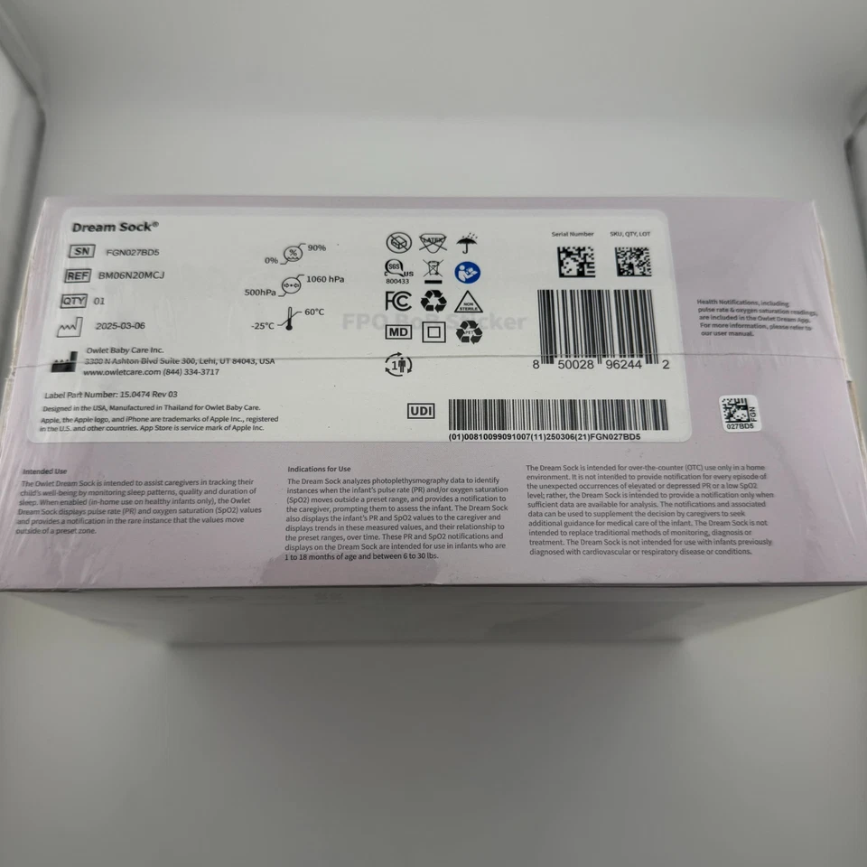 Monitor de bebé Owlet Dream Sock - Dusty Rose (BM06N20MCJ) Foto 2 de 3