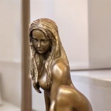 Vintage Bronze Sculpture Statue Woman Nude Marble Deco Claude Rare Old Art Paris