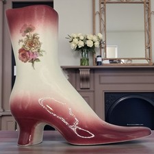 Empress Ironstone Staffordshire Ceramic Vintage floral Boot Vase Ornament-16cm