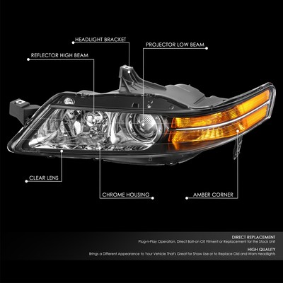 JSBOYAT HID Headlight Assembly Pair for 2009-2011 Acura TL Sedan 4-Door OEM Projector Headlamp Replacement (Left Driver Side