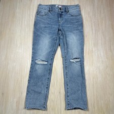 Cabi Light Wash 100 Cotton Straight Leg Distressed Casual Blue Denim Jeans 4