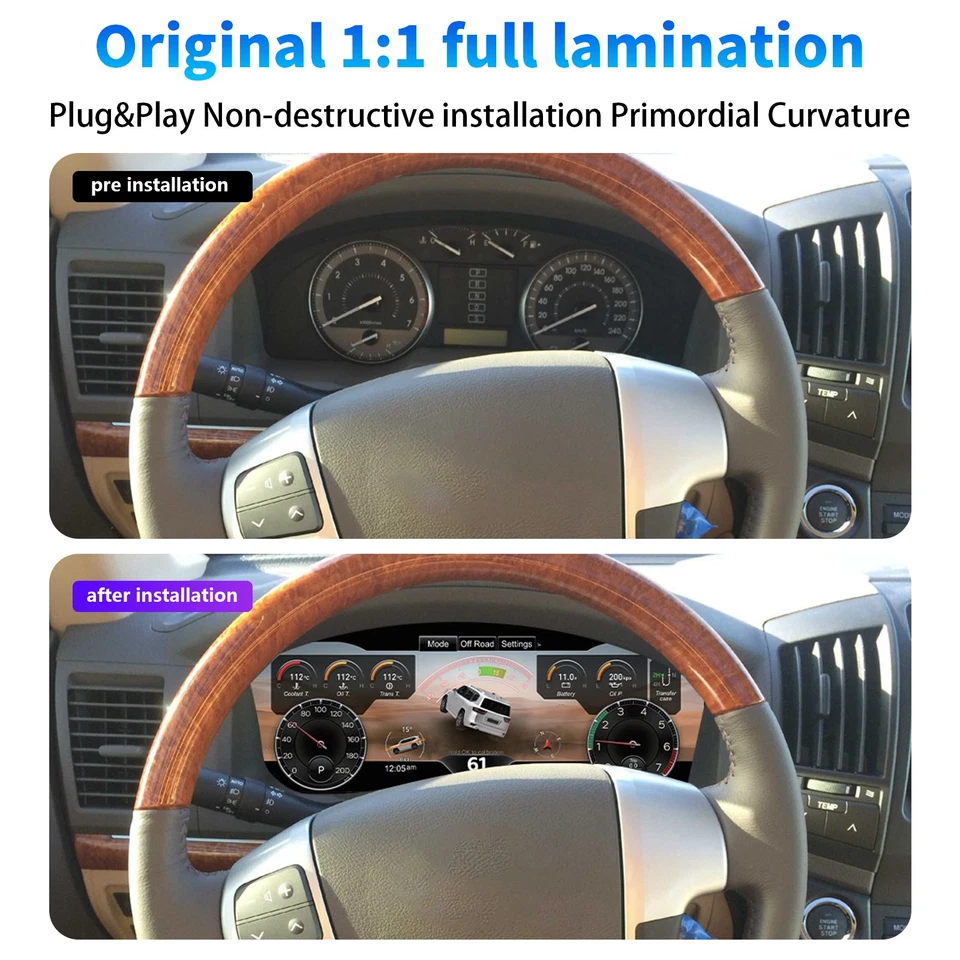 12.3 Inch LCD Digital Cluster Display For 2008-2020 Toyota Land Cruiser LC200 - Изображение 2 из 4