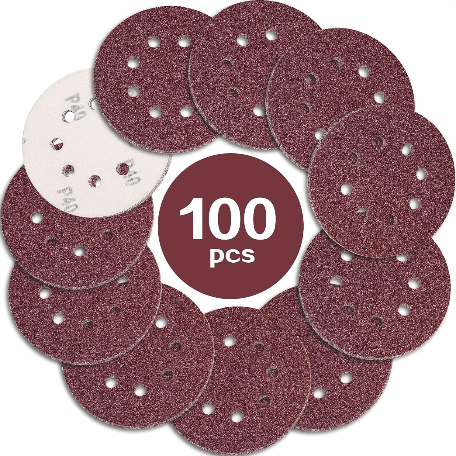 Disque de ponçage 125mm grain 40 abrasif auto-agrippant pour ponceuse excentrique