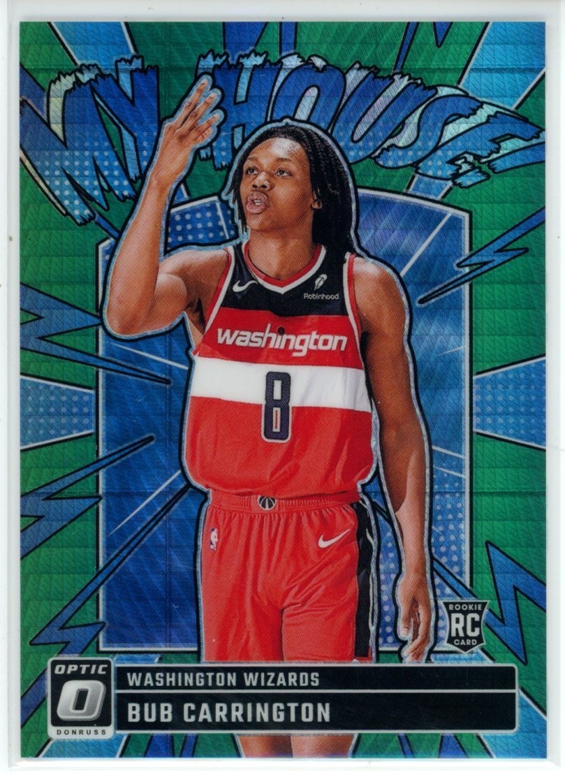 2024-25 Panini Donruss Optic Bub Carrington My House Hyper Green RC /249
