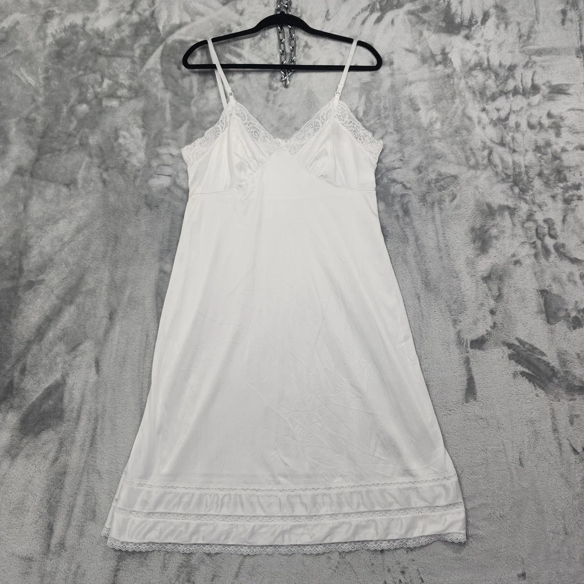 Shadowline Rochelle Satin Camicia Da Notte Full Slip In Raso Con Pizzo, Spalline Regolabili, Colore Talpa, Taglia XL Donna