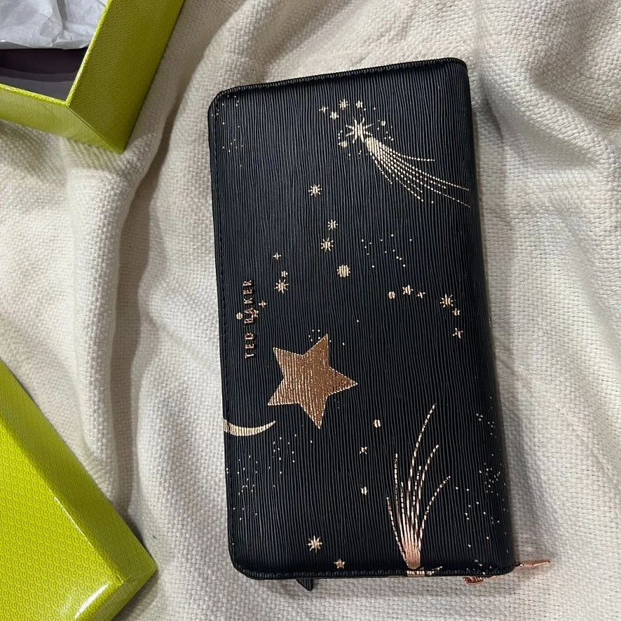 Carteira Ted Baker London Palome Moonstone com zíper estrela lua celestial NOVA - Imagem 3 de 4