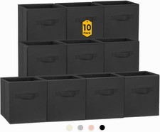 College Dorm Room Essentials (Black), Cubby Storage Baskets Boxes, Fabric C