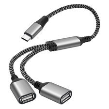 USB C to USB Y-Splitter Adapter 2 Feet,Usb Type-C Male to Dual 2 Double USB