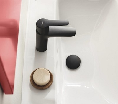 Grohe Start SilkMove ES M-Size Mono Waschtischarmatur mit Push-Open Ablaufgarnitur - Mattschwarz