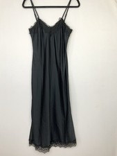 NWT A New Day Sz Small Black Satin Lace Trimmed Cami Midi Dress Dark Romantic