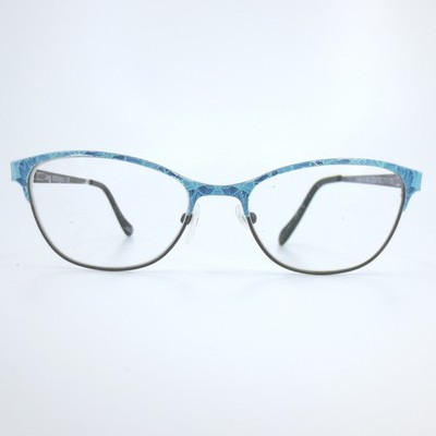 Link Occhiali 8156 Eyeglasses Blue Patterned Cat Eye Frames 52-17-135 C03