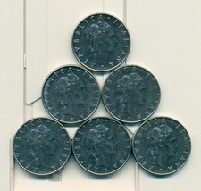 6 DIFFERENT 50 LIRE COINS from ITALY (1976, 1977, 1978, 1979, 1980 & 1981)