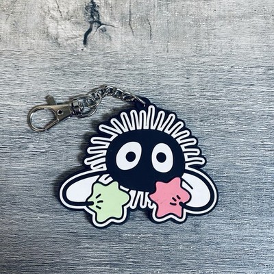 2001 Vintage Studio Ghibli Spirited Away Soot Sprite Rubber Keychain Totoro Clip
