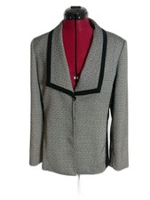 Tahari ASL Blazer Women's Size 10 Black  White Textured Contrast Trim