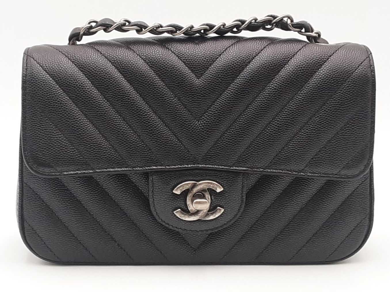 Chanel Caviar Chevron Mini Rectangular Classic Fl… - image 1