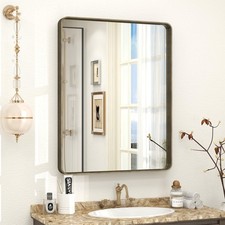 24x30 Bronze Bathroom Mirror, Brushed Metal Bathroom Vanity Mirrors for Wall,...