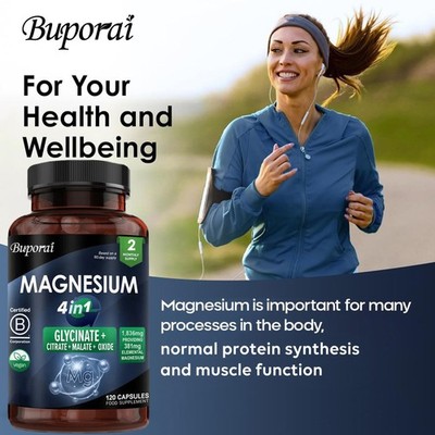 4 in 1 Magnesium Capsules - Contributes To Normal Muscle Function- 120pcs