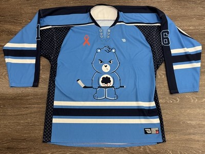 Game Gear x Care Bears Grumpy Bear Custom Hockey Jersey Blue Adult 2XL Unique