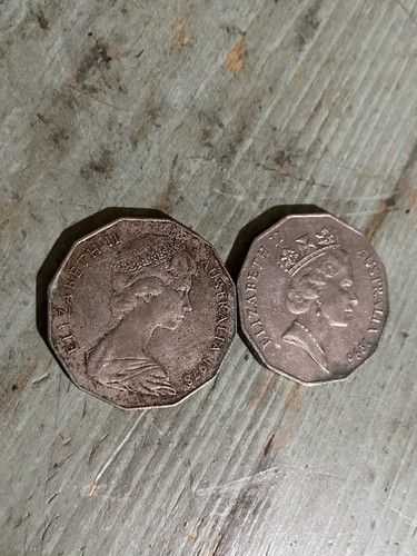 2 Elizabeth II Coins Australia 50 Cent 1978 1996 Aussie Coins Australian