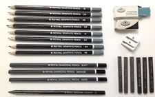 Royal Graphite Art Sketching Pencils & Charcoal Graphite Sticks -21 Piece Set