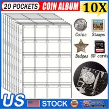 10 Sheets Collection Coin Pages,Coin Binder Inserts Sleeves with 9 Hole for Coin